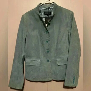 NWT Light Green/Blue BGSD Women's Sz XL Suede Button Down Blazer